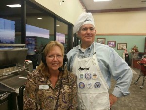 Jay Williamson with Dacor, here with Friedman's Jeanette Pelfrey, gave a convection cooking demonstration during the event.