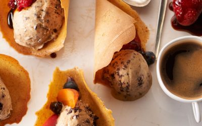 Espresso-Stracciatella with Crispy Coffee Tuiles