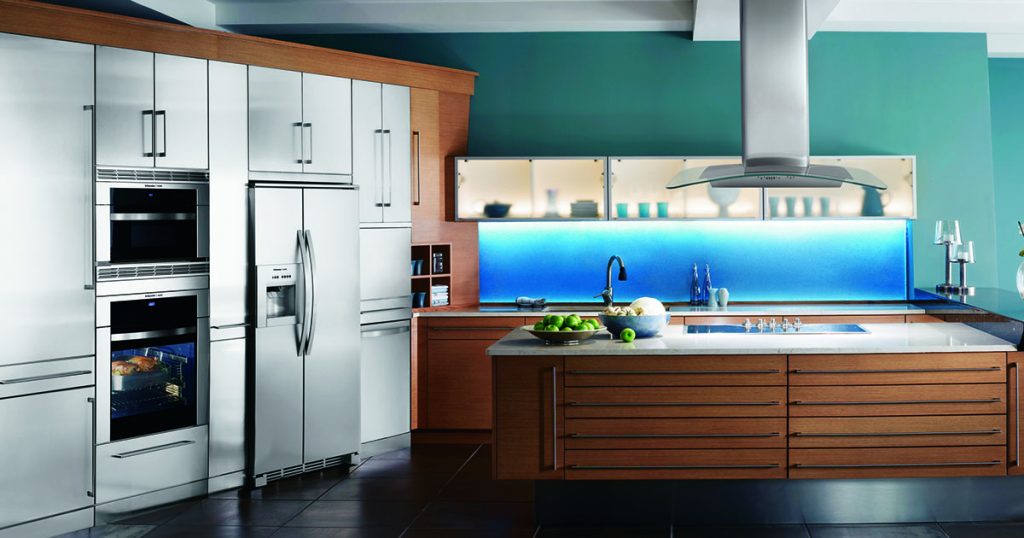 Electrolux kitchen featuring a counter-depth refrigerator