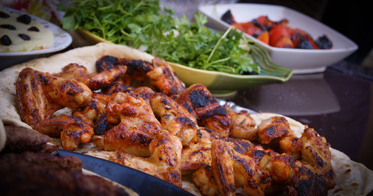 Plate of grilled bbq chicken