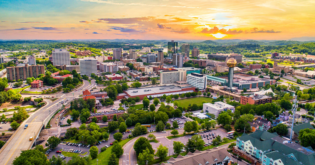 Knoxville, Tennessee, USA Downtown Skyline Aerial