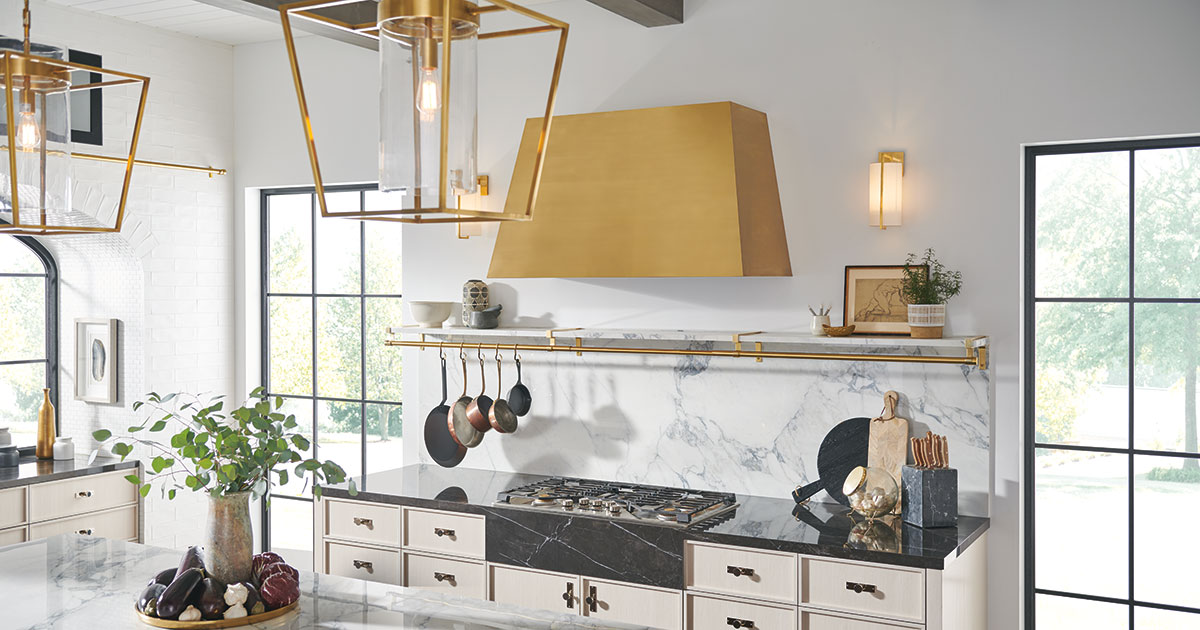 Monogram brass range hood