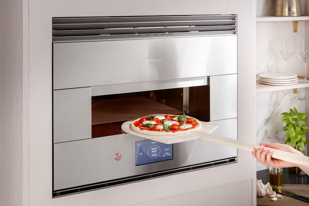 Monogram hearth oven with pizza