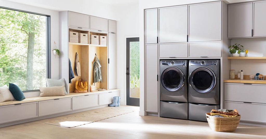 Electrolux laundry pair in a entry room