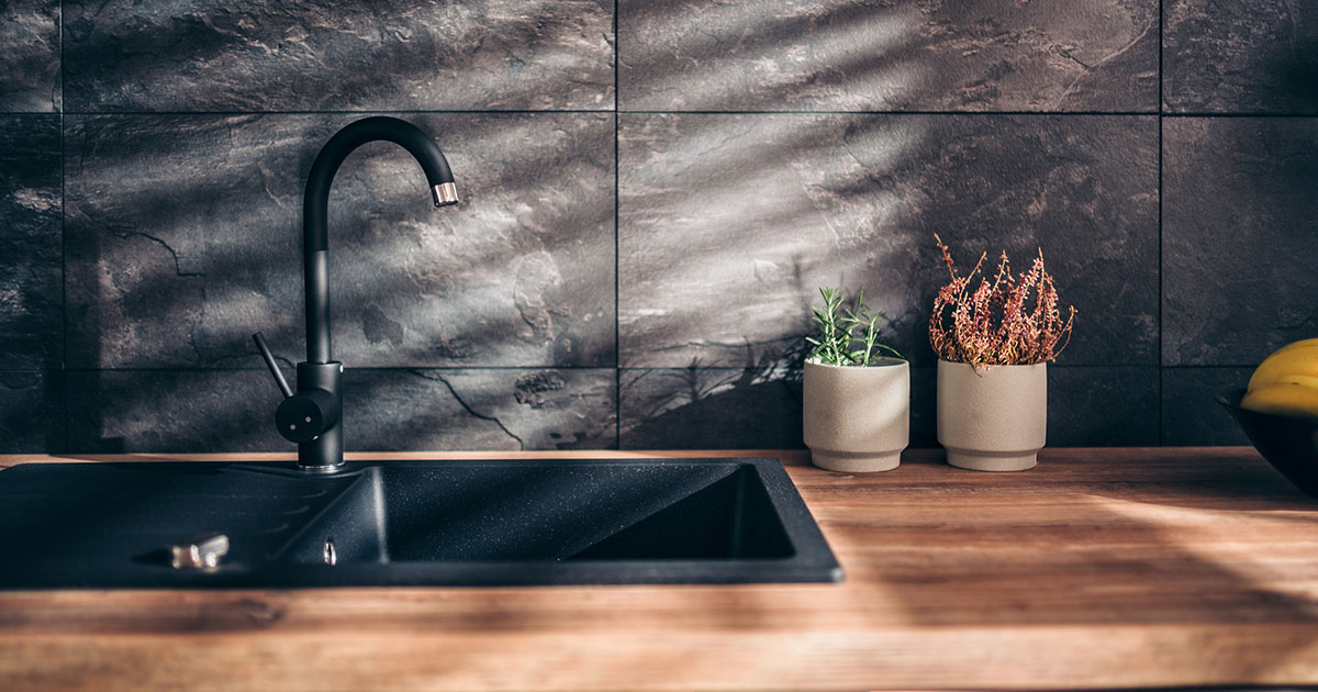 black sink faucet