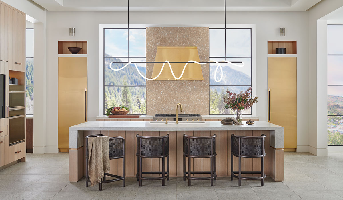 beautiful Monogram kitchen with brass accessories